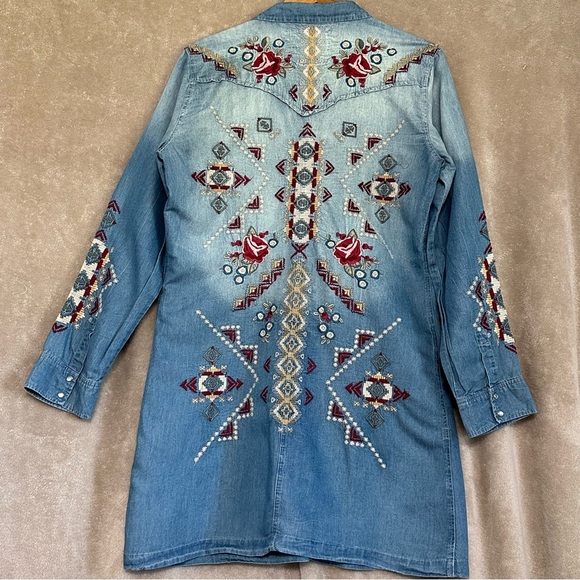 Johnny Was 3J Workshop Embroidered Denim Dress - Picture 5 of 13